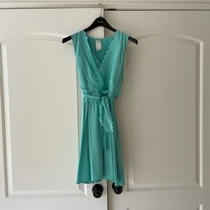 Ali Ro size 8 Aqua Turquoise Silk Sleeveless Prom Cocktail Dress